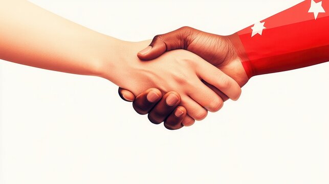 National Freedom Day Equality Courage Concept: Handshake symbolizing partnership and unity between diverse individuals.