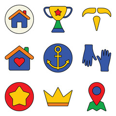 Modern Icons Flat Icon Set Isolated On White Background