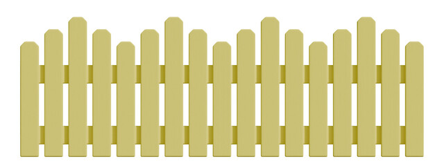 3d yellow wooden fence with transparent background, PNG transparent, isolated
