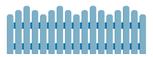 3d blue wooden fence with transparent background, PNG transparent, isolated