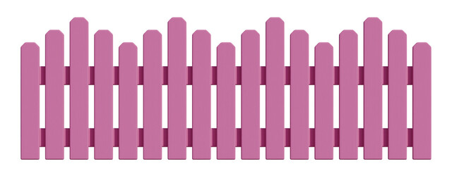 3d pink wooden fence with transparent background, PNG transparent, isolated