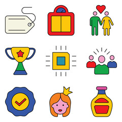 Modern Icons Flat Icon Set Isolated On White Background