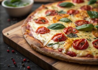 Delicious Close-up of a Homemade Pizza with Copy Space for Text