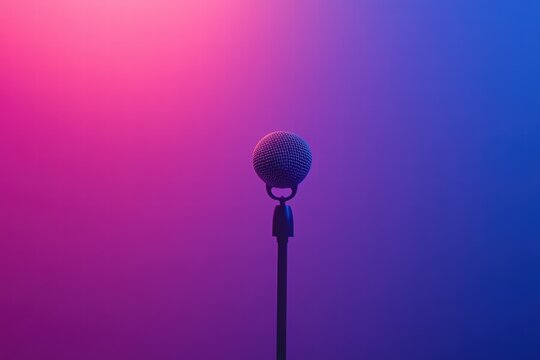 vintage microphone on an abstract background for a podcasting or interview concept, world radio day