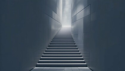 Obraz premium Steps leading to a bright light, hope and new beginnings. A journey of progress and success.