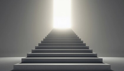 Fototapeta premium Steps to Enlightenment: A journey upwards, towards a radiant light. Hope and ascension.
