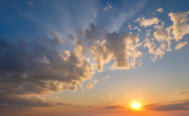 Beautiful dramatic scenic sunset sky background