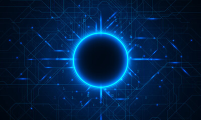 AI Artificial Intelligence chipset on circuit board in futuristic concept suitable for future technology artwork, Web Banner Abstract background, High tech technology geometric and connection system