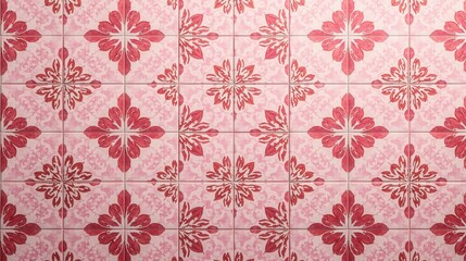 Fototapeta premium Pink and Red Floral Tile Pattern A Seamless Texture for Design Projects