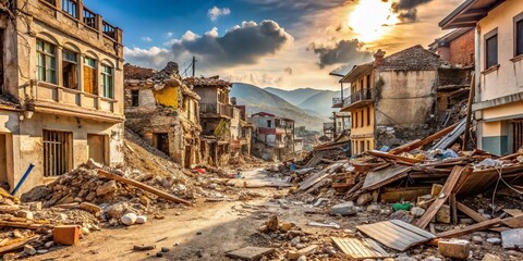 Devastated Cityscape: Earthquake Aftermath - Candid Shots of Urban Destruction