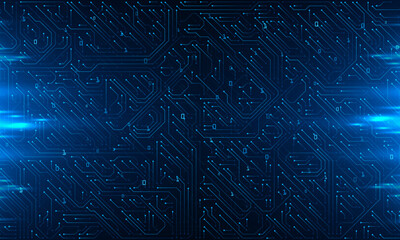 AI Artificial Intelligence chipset on circuit board in futuristic concept suitable for future technology artwork, Web Banner Abstract background, High tech technology geometric and connection system