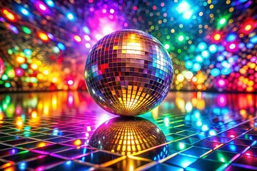 Obraz premium Disco Ball Reflection: Shiny Mirrored Surface Party Decoration