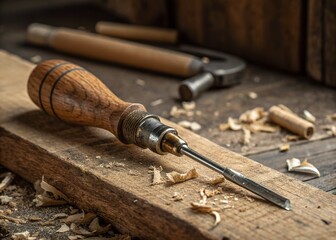 DIY Screwdriver: Close-up of Handmade Tool with Copy Space for Text