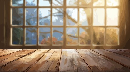 Empty Wooden Surface and Blurred Window - Professional Interior Design Concept