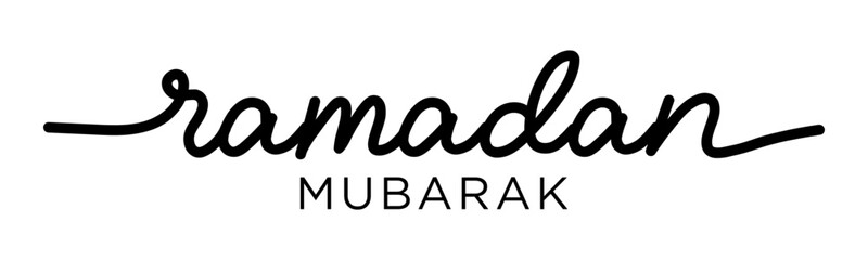 Ramadan Mubarak 2025 black vector brush calligraphy banner