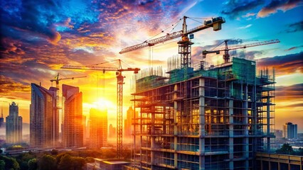 Double Exposure: Cityscape Construction & Urban Development