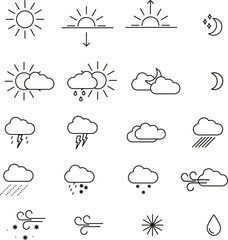 Collection of black weather icons. Set of vector icons