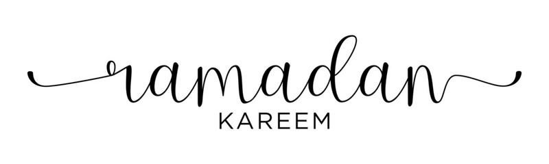 Ramadan Kareem 2025 black vector brush calligraphy banner
