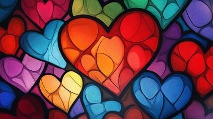 Logo many hearts on isolated background