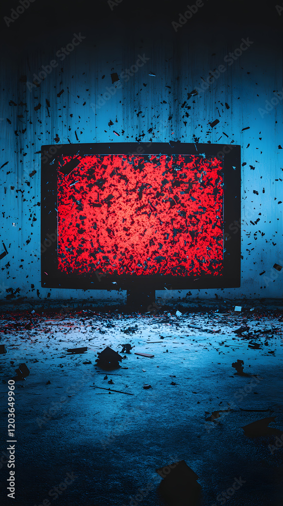 Poster Explosive digital art display studio visual content futuristic low angle technology concept