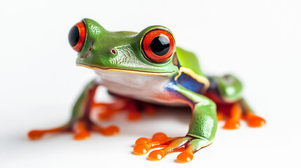 Fototapeta premium Red-eyed frog isolated on a grey background