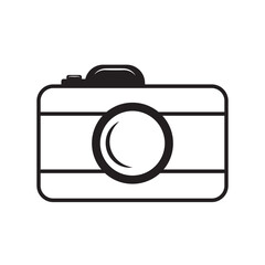 Photography camera line art icon for apps and websites on white background