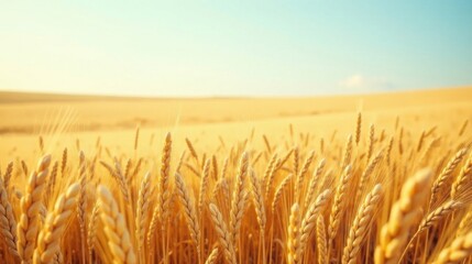 Fototapeta premium Golden Wheat Field at Sunset A Serene Landscape of Ripe Grain Ready for Harvest