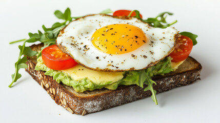 Wholegrain avocado toast with fried egg on top