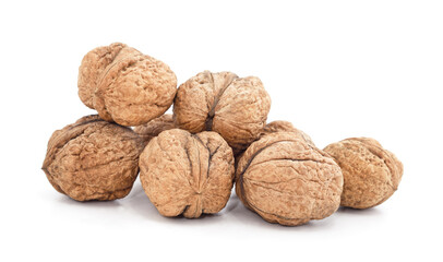Group of whole walnuts.