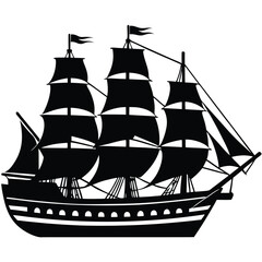 silhouette of a frigate ship
