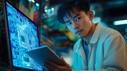 Tech innovation event laboratory digital analysis urban environment focused view