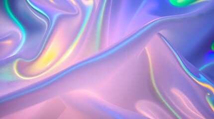 Fototapeta premium Holographic Iridescent Fabric Draped Soft Pastel Background