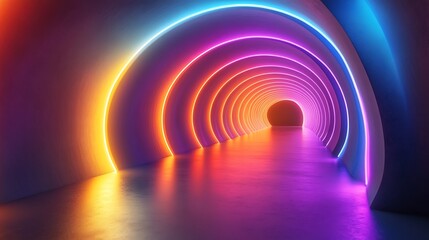 Naklejka premium Urban experience vibrant light tunnel photography perspectives
