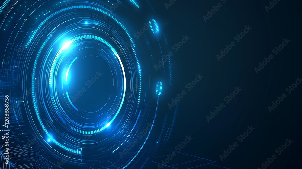 Poster abstract futuristic blue background featuring glowing digital technology and circuit board design. h