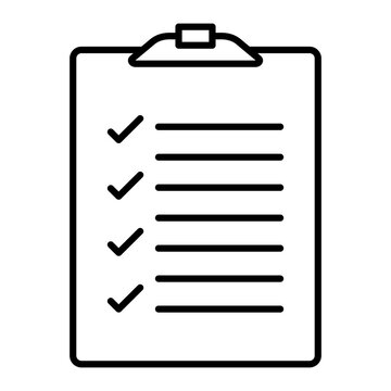 recommend clip art: Checklist on Clipboard: A simple yet effective line art illustration of a clipboard with a checklist, symbolizing organization, planning, and task management.  