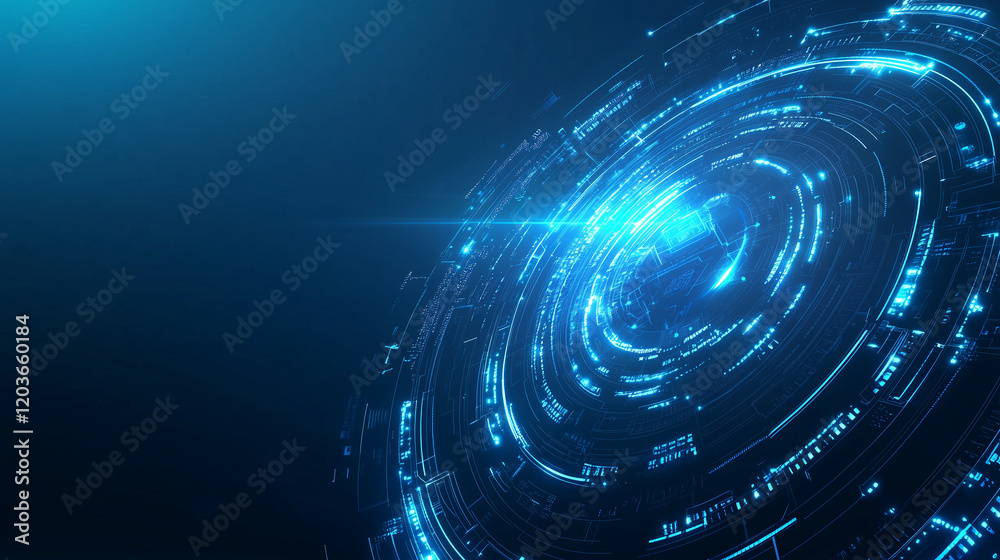 Aufkleber abstract futuristic blue background featuring glowing digital technology and circuit board design. h