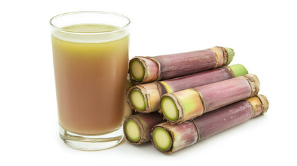 glass of sugar cane juice isolated on white background	
