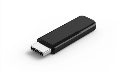 A sleek, black USB thumb drive with a minimalist design, perfect for data storage and transfer.