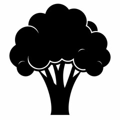 Vector black Broccoli silhouette on white background