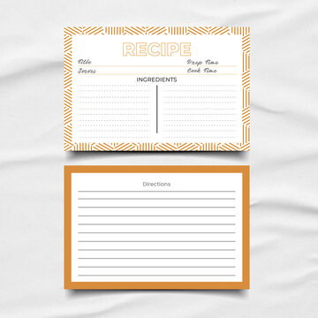Double sided recipe card template Individual 4x6 size for print ready free instant download