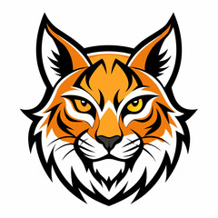 vector bobcat face logo silhouette illustration on white background
