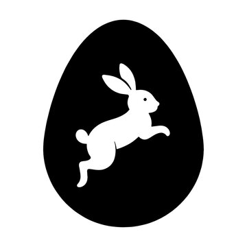 recommend clip art: 卵の中に描かれたウサギのシルエットイラスト　透過背景の切り抜き