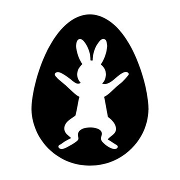 recommend clip art: 卵の中に描かれたウサギの黒いシルエットイラスト　透過背景の切り抜き