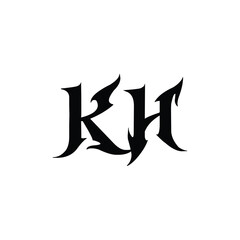 Obraz premium KH monogram logo design letter text name symbol monochrome logotype alphabet character simple logo