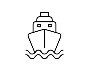 Clean line art illustration of a ship on the water.  Perfect for website icons, travel brochures, or nauticalthemed designs. Simple, modern, and versatile for various applications. Download now