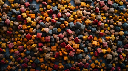 Kibble pet food texture poster with copy space