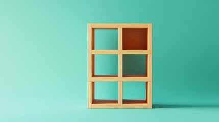 Obraz premium Modular shelving unit with interchangeable pieces on light green background