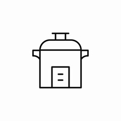 Rice cooker kitchen appliance icon vector sign