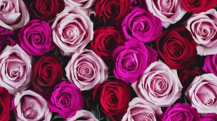 Bouquet of roses in various colors