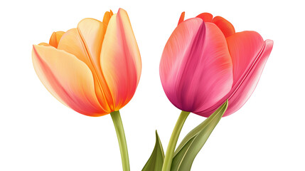 Naklejka premium Colorful Tulips isolated on a white background